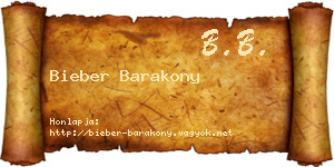 Bieber Barakony névjegykártya